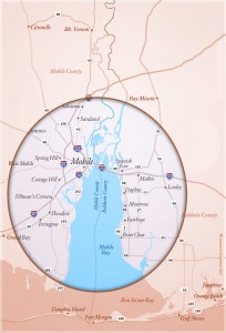 Map of our Mobile, Daphne-Fairhope-Foley service area